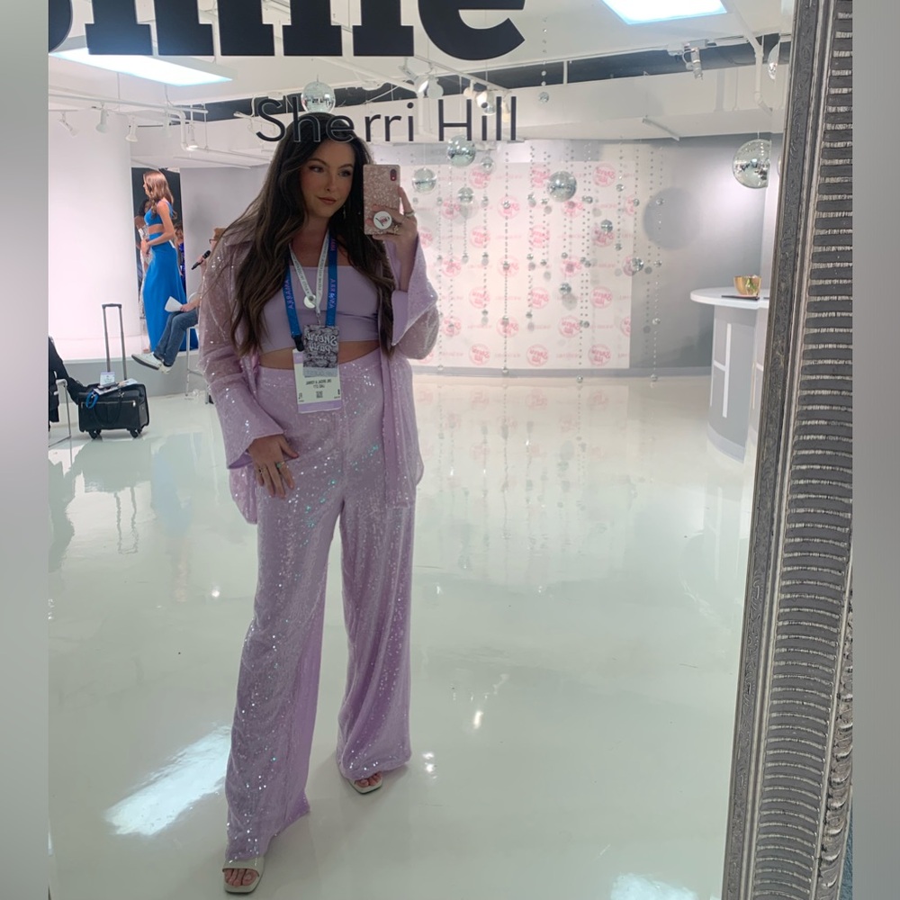 Lilac Boo Hoo Sequin Button Up Set - image 1